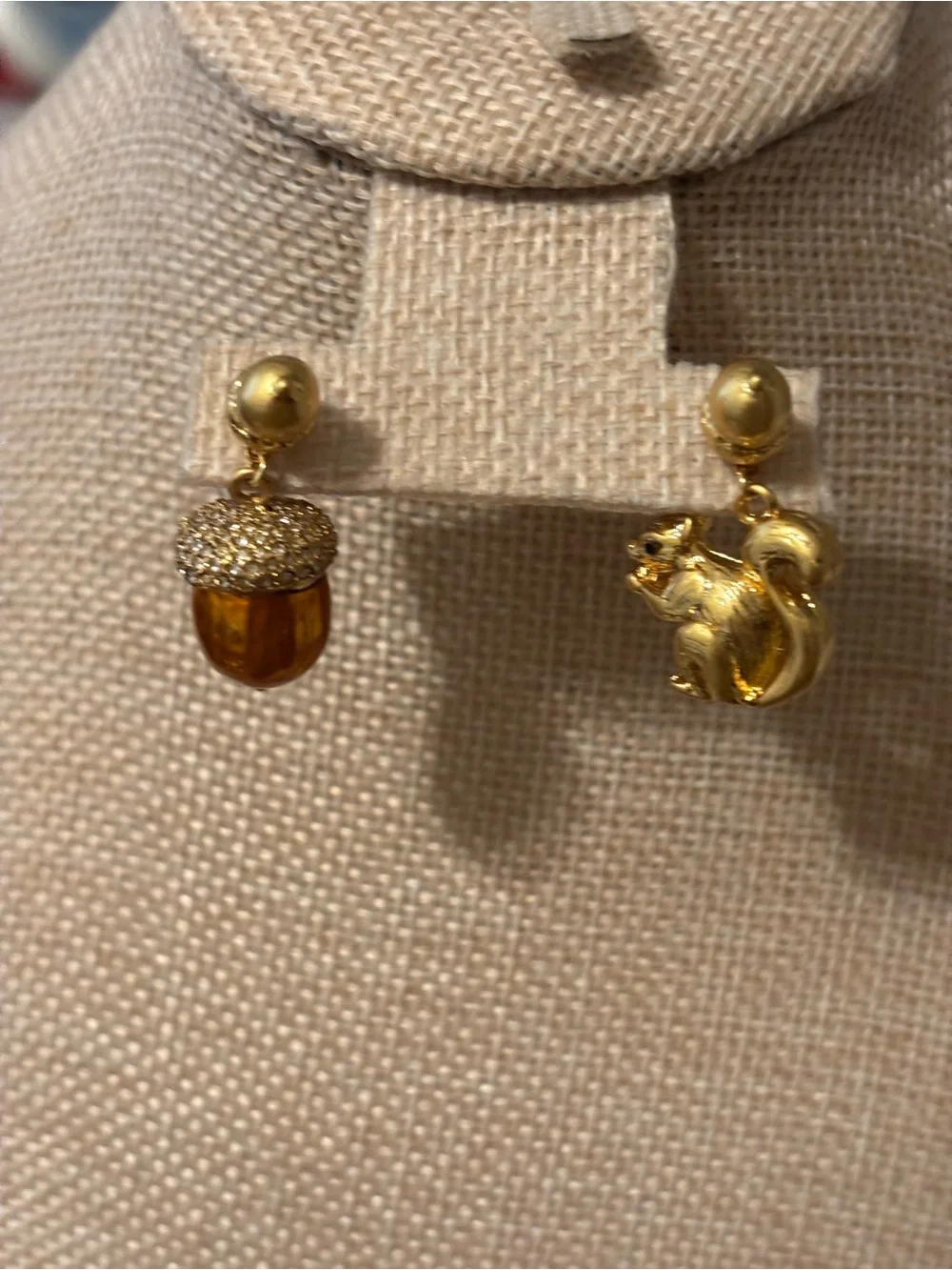 kate spade Gold Tone Acorn and Squirrel Drop Earrings with Amber Accent